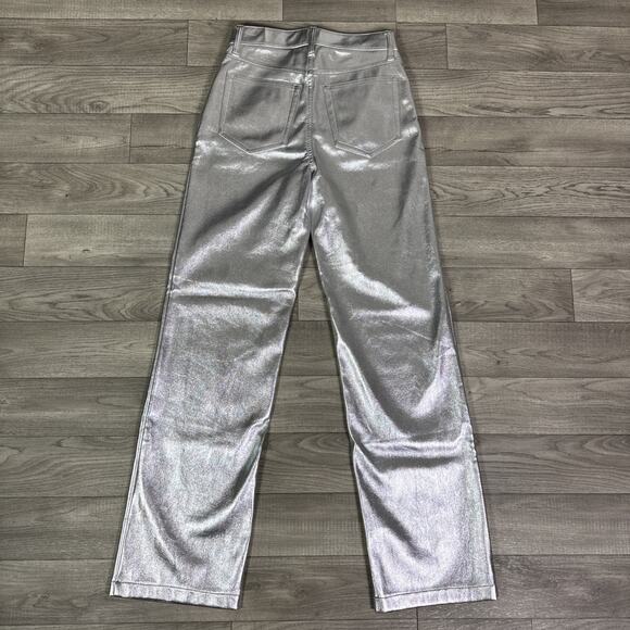 Abercrombie & Fitch The 90s Relaxed High Rise Straight Pants Silver sz 25/0 - Picture 7 of 8